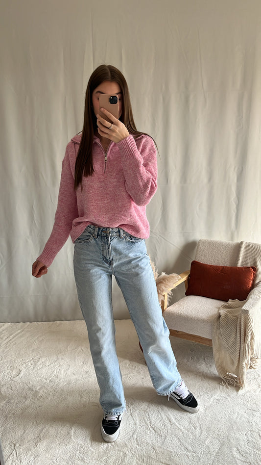 pull zippé rose