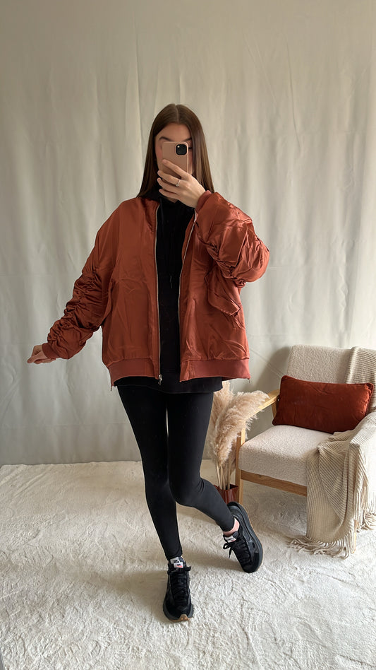 bombers en satin terracotta