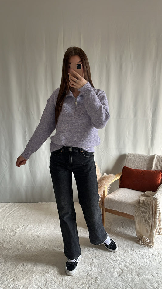 pull zippé violet